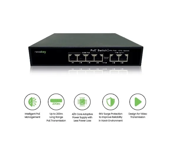 Nexakey NS6000S-4P2U 4 Port 100M Unmanaged PoE Switch